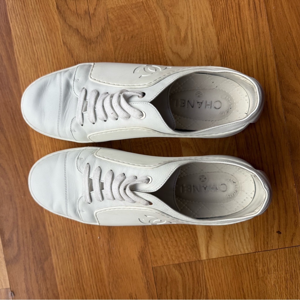 Chanel Ivory Leather Sneakers